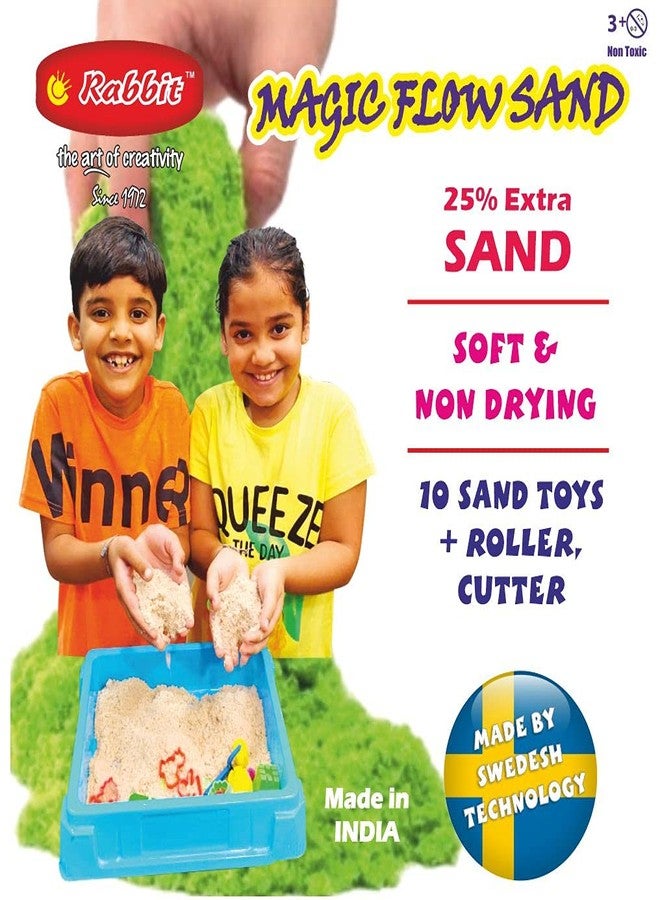 Rabbit Magic Flow 1KG Play Sand Bucket for Kids - Includes 20 Fun Moulds, Roller & Cutter | Soft, Mess-Free Sand for Creative Play & Sensory Fun | Age 5+ (Pink-Blue) - Image 5